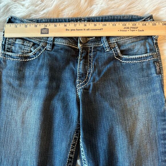 Silver Jeans‎ Womens 30 Blue Suki Bootcut Dark Wash Low Rise Denim Embroidered - Picture 8 of 11